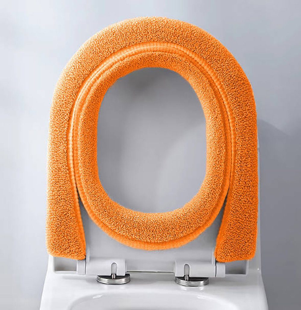 WC-Deckelbezug Weicher Toilettendeckel-Heber, Toilettensitz-Wärmer Deliana.home, Höhe 20 mm, Wärmendes Material, Waschbar, Leicht abnehmbar, Polyester-Faser, 1, Dicker Winter-Toilettendeckel, waschbar und dehnbar