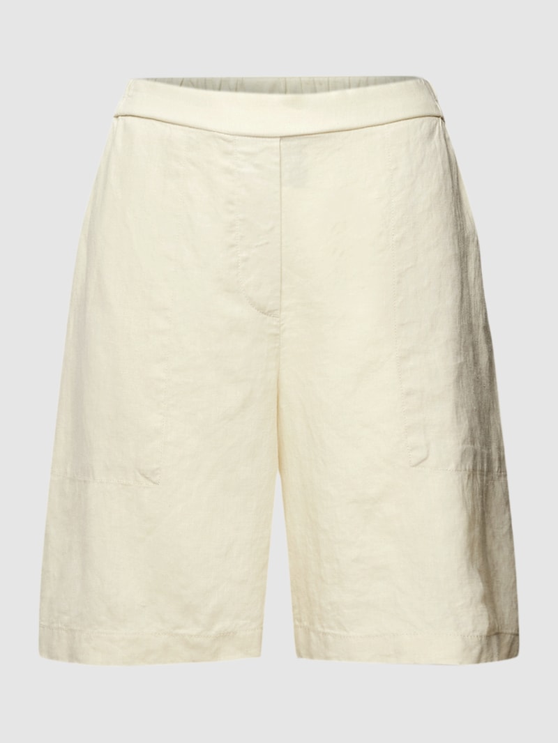 Shorts aus Leinen mit Paspeltasche am Gesäß in kitt