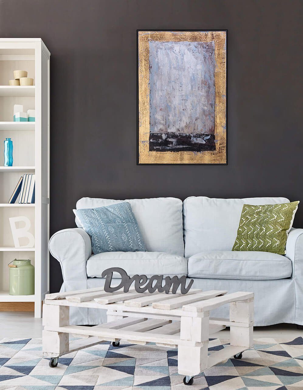 KUNSTLOFT Gemälde Goldene Aura 60x90 cm, Leinwandbild 100% HANDGEMALT Wandbild Wohnzimmer