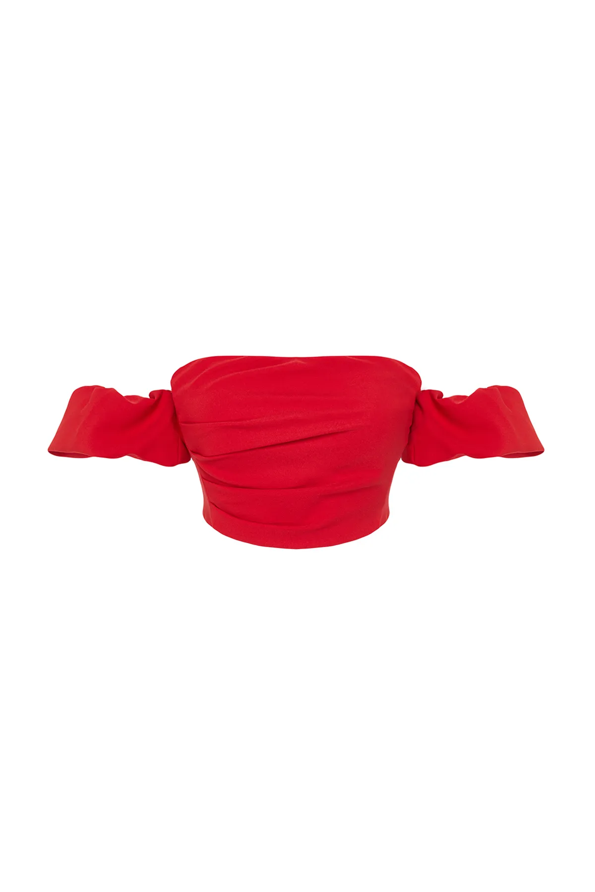 Trendyol Collection  Rotes kurzes gewebtes Bustier TPRSS24BS00020