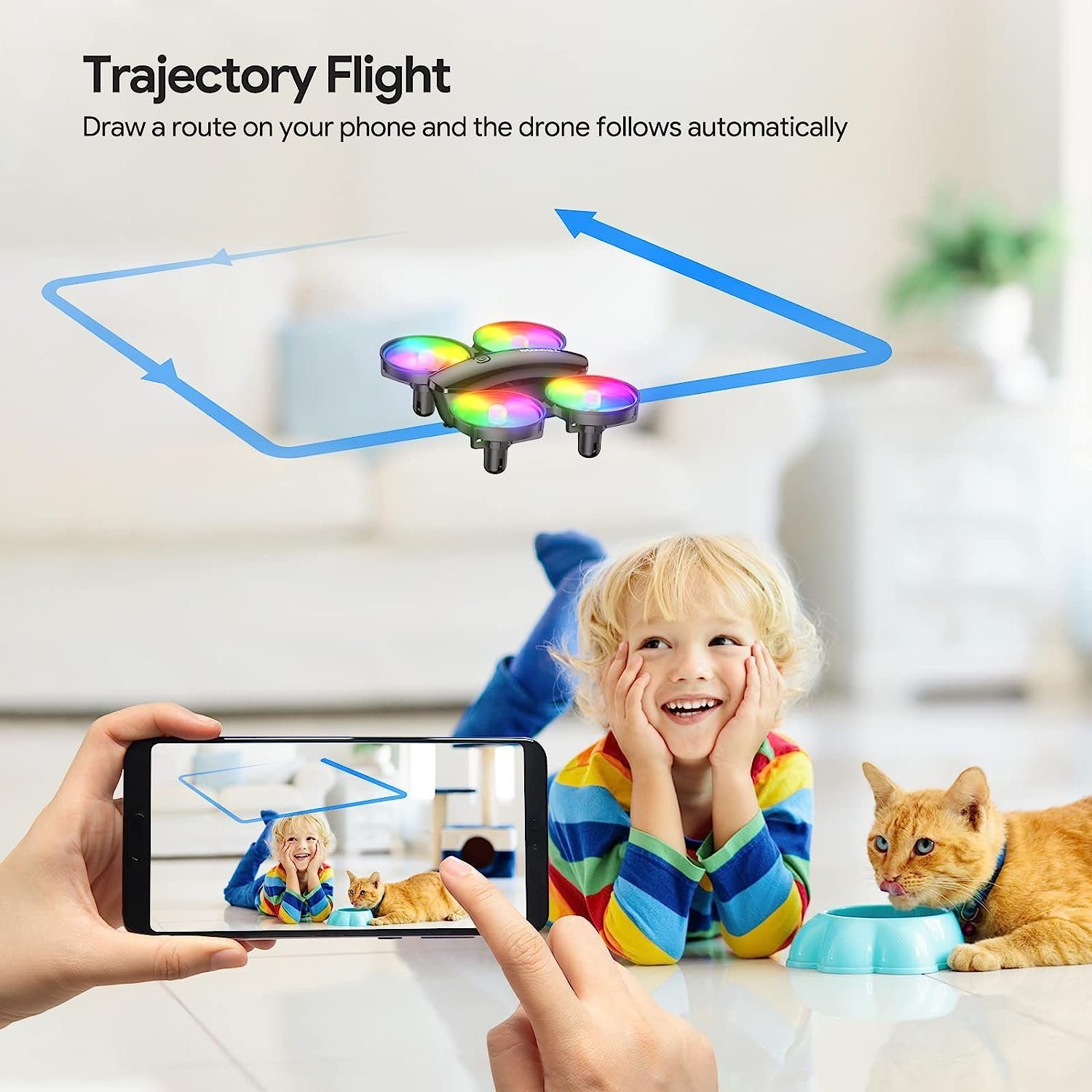 Tomzon mini Drohne mit Kamera für Kinder und Anfänger RC Quadrocopter Drohne (1080P, mit LED Licht, Helikopter ferngesteuert, indoor 360° Propellerschutz)