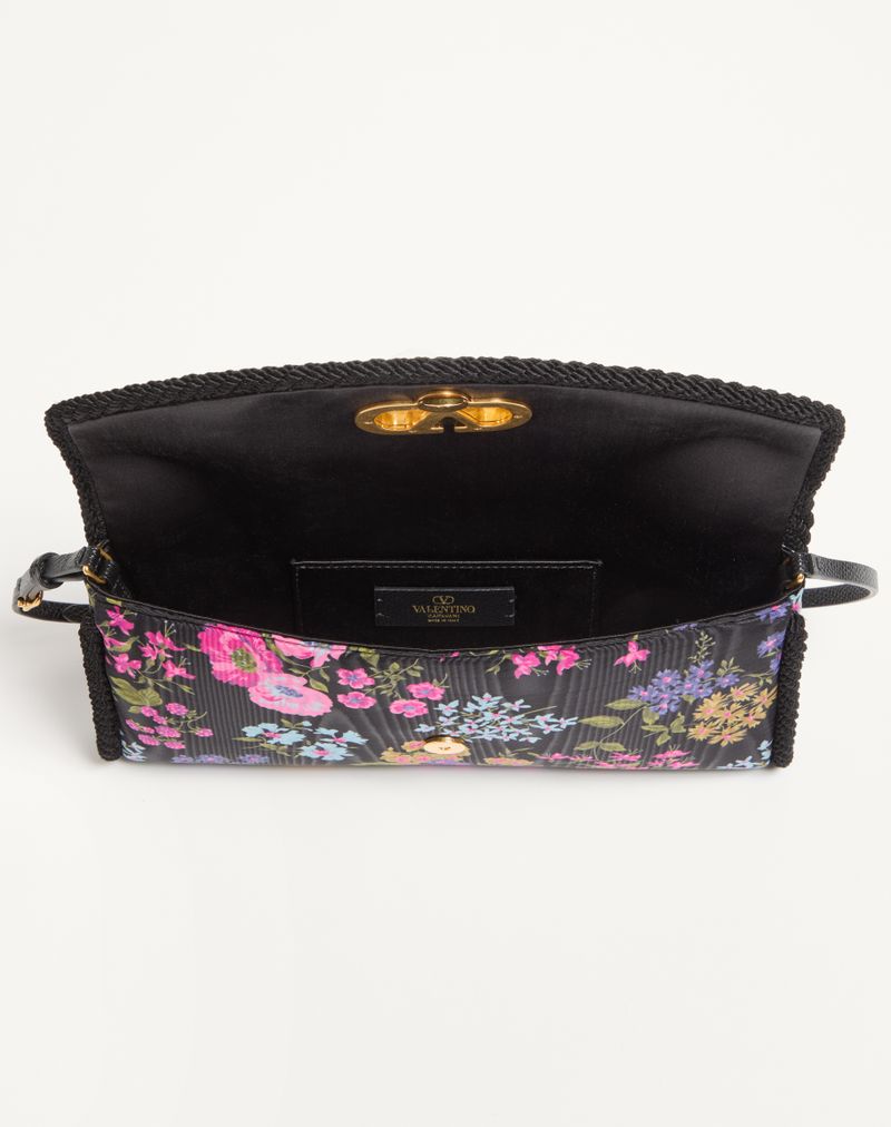 Bolsa de Ombro Pequena Valentino Garavani Devain em Tecido Floral Moiré Papier