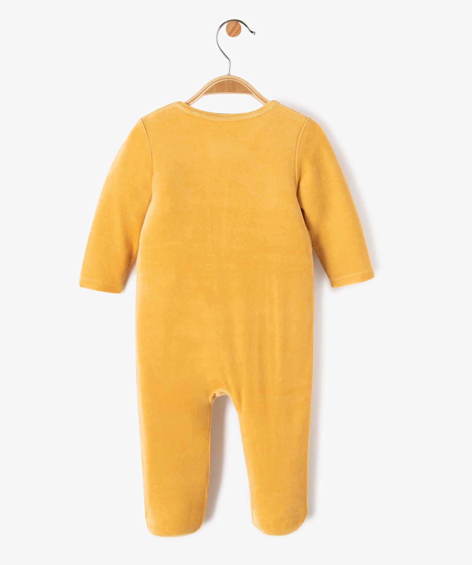 Pyjama bébé en velours doux ouverture devant et broderie jaune | GEMO