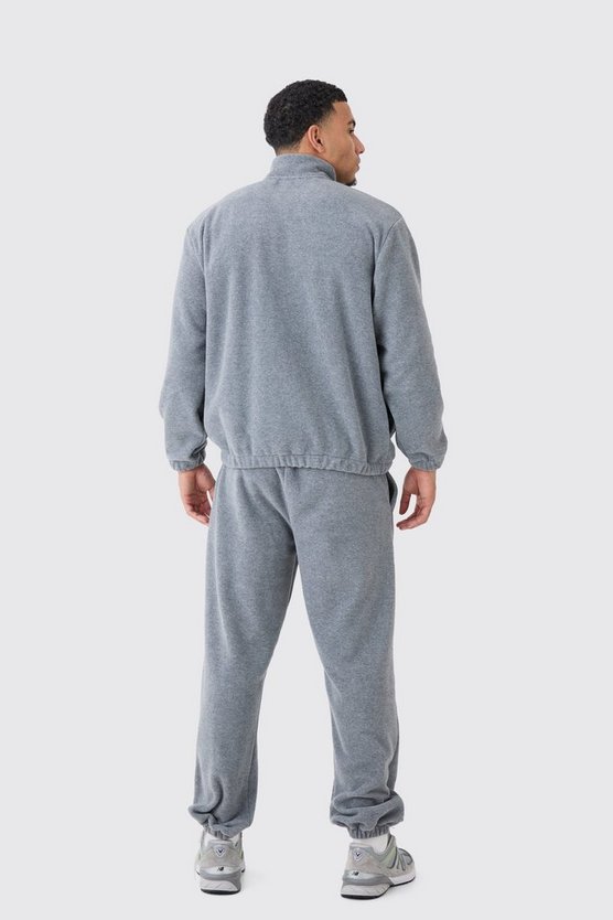 Man Oversized Zip Through Funnel Neck Fleece Tracksuit
