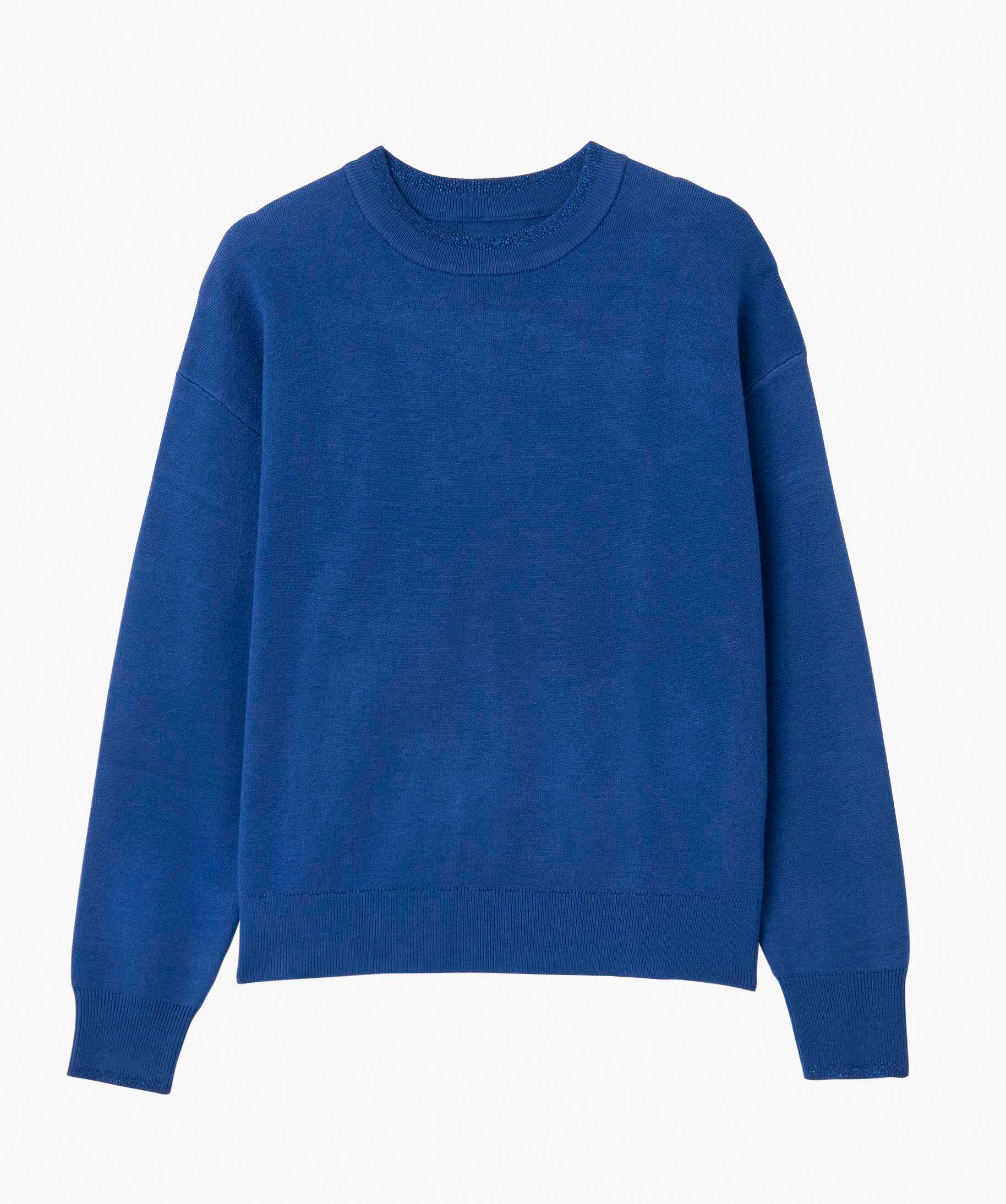 Pull femme coupe ample avec finitions pailletées bleu | GEMO