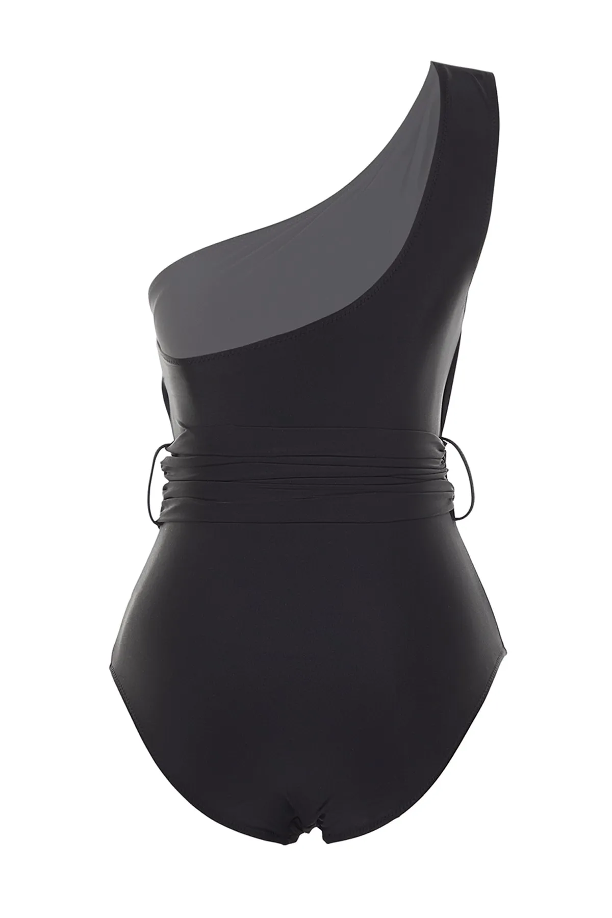 Trendyol Collection  Schwarzer, einschultriger, drapierter normaler Badeanzug TBESS21MA0145