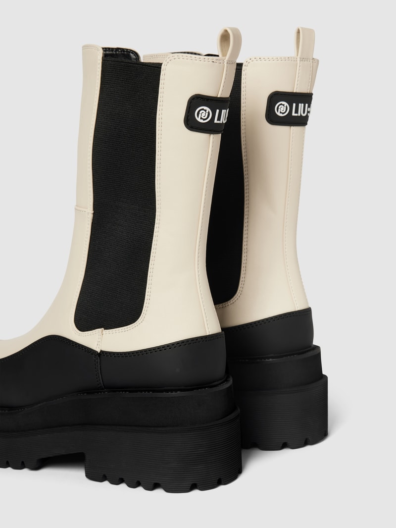 Chelsea Boots mit Kontrastbesatz Modell 'PURPLE' in offwhite