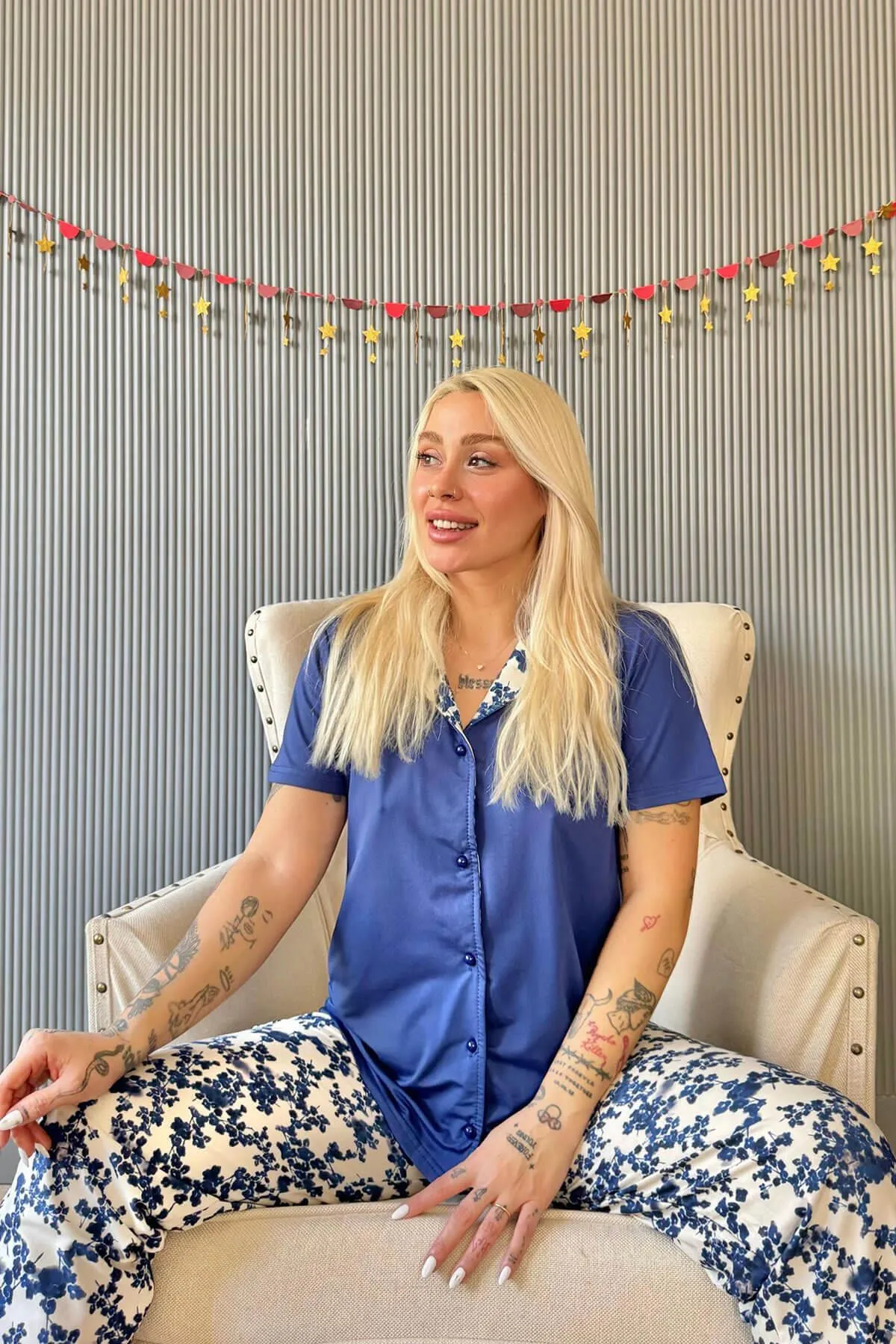 Pijamaevi  Pyjama set - Dunkelblau - Unifarben