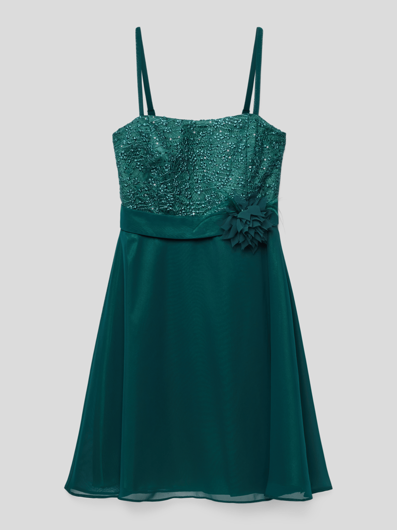 Kleid mit floralem Detail in dunkelgrün