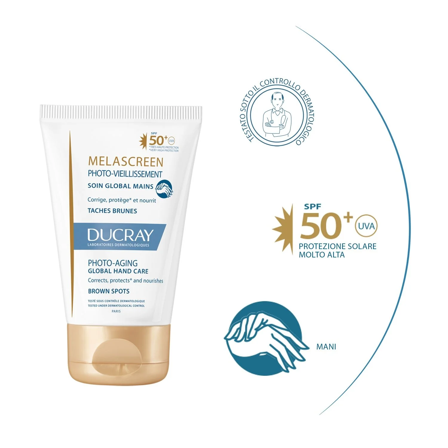 Melascreen Photo-aging -käsivoide SPF50+ - Ikääntymistä ja epäpuhtauksia ehkäisevä käsihoito