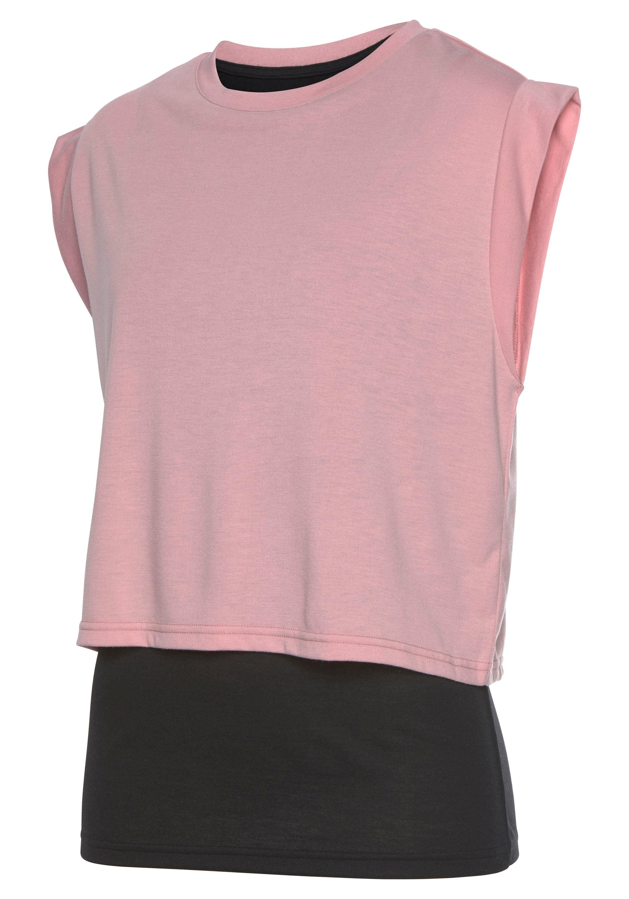 LASCANA ACTIVE 2-in-1-Shirt Tropical in Lagenoptik