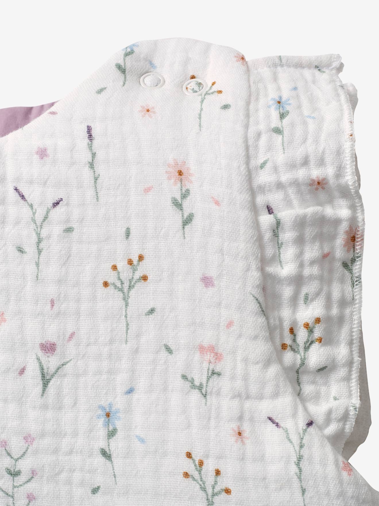 Vertbaudet Ärmelloser Baby Schlafsack PROVENCE Oeko-Tex personalisierbar - wollweiß/mehrfarbig