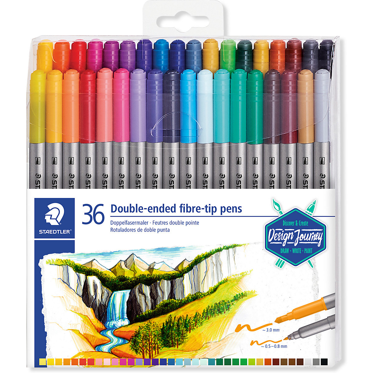 Design Journey Doppel-Fasermaler, 36 Farben