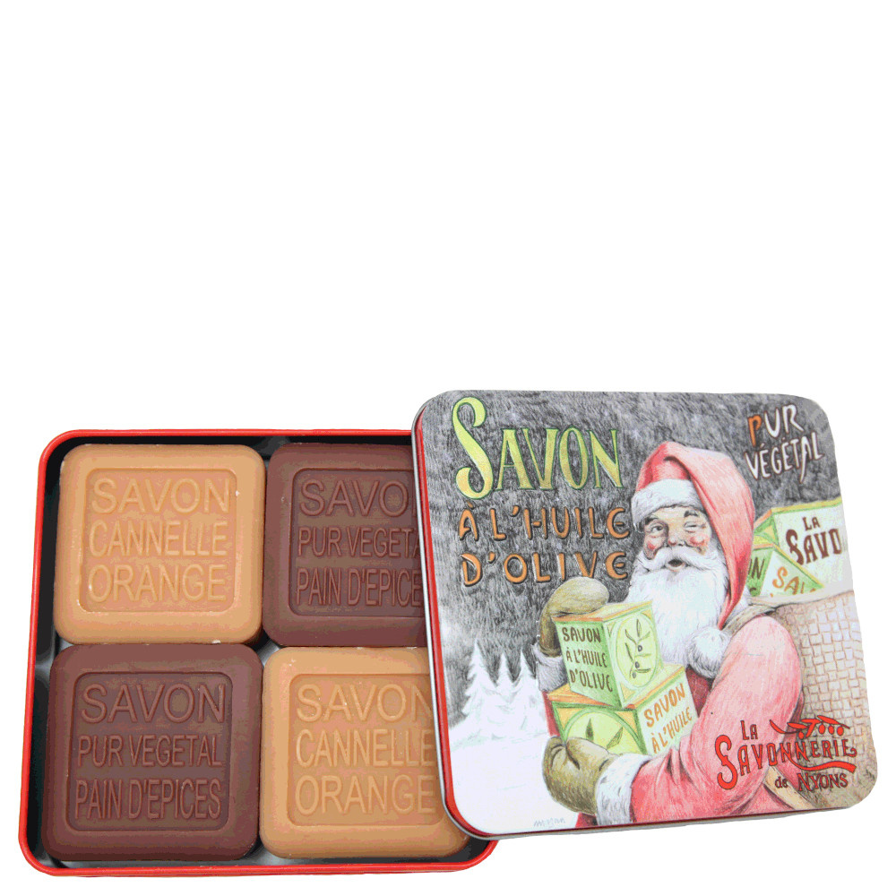 La savonnerie de nyons Coffret de 4 Savons (Orange-Cannelle, Pain d'Épices) Père Noël Savon