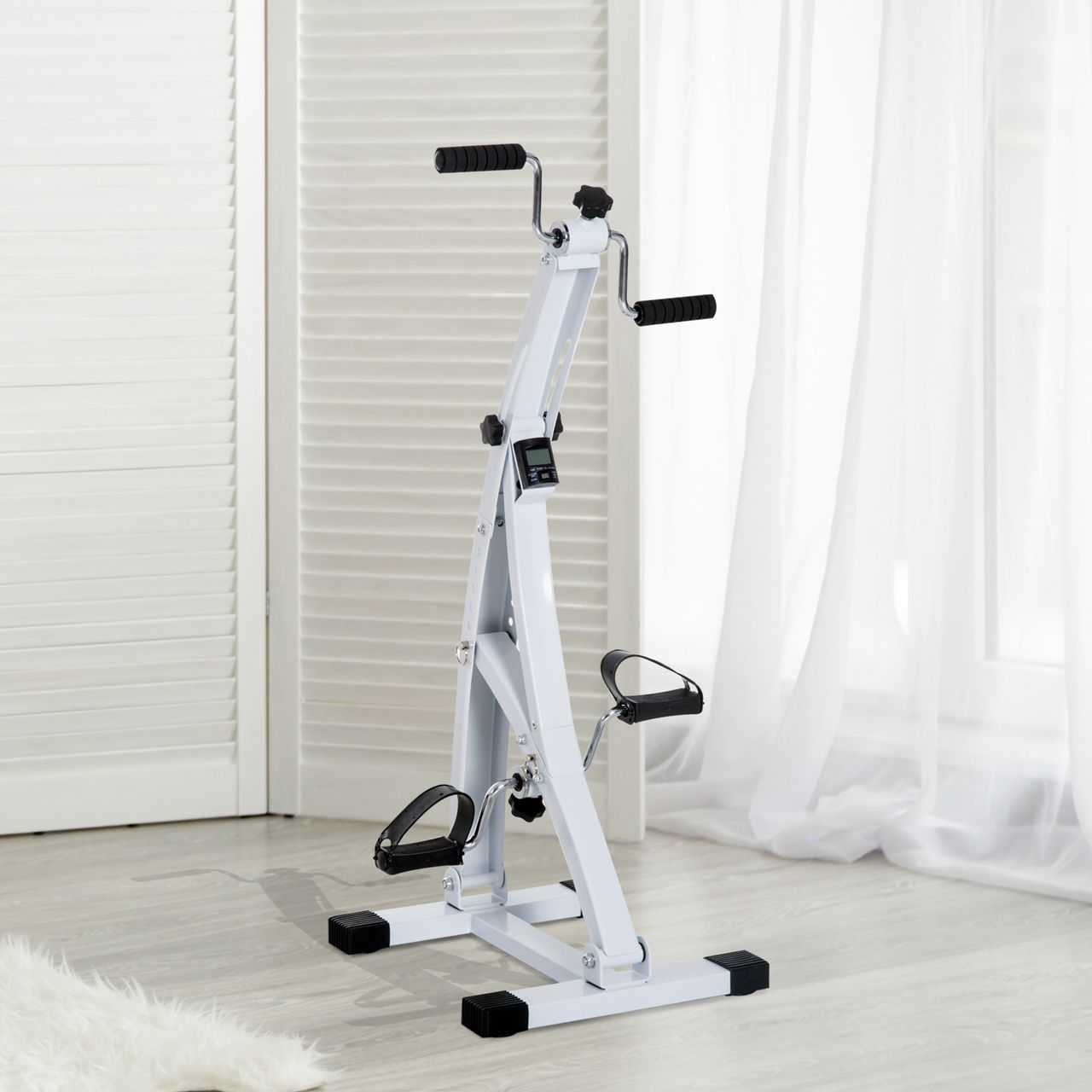 Outsunny HOMCOM Heimtrainer für Senioren Bewegungstrainer Pedaltrainer Stahl Weiß