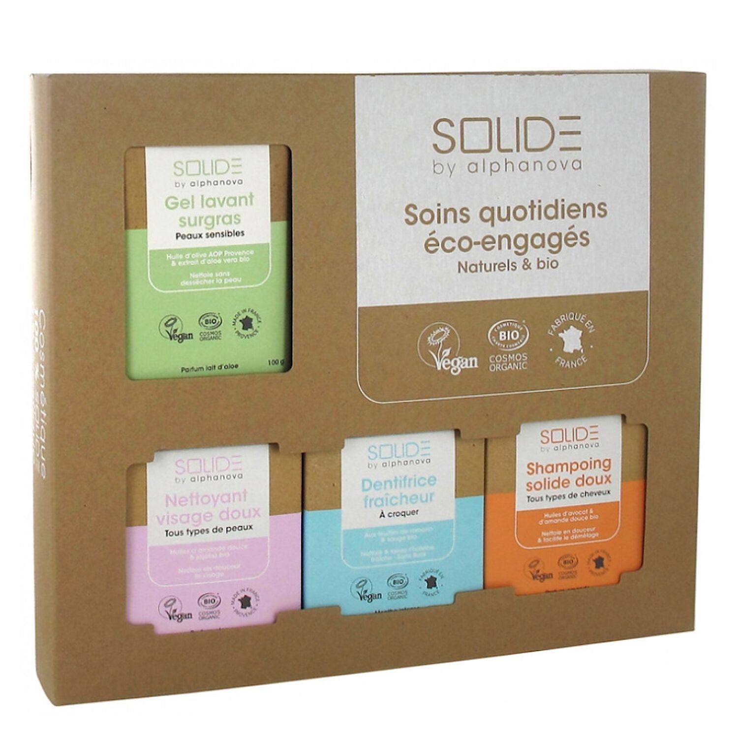 Alphanova Solide Coffret Découverte Solide Peaux Sensibles Bio - 4 Produits