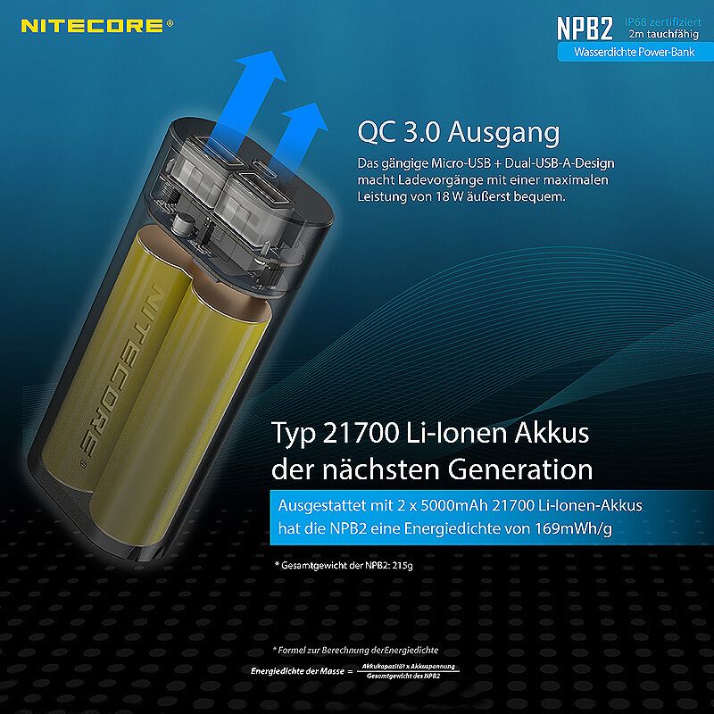 Powerbank NPB2 - 10000mAh - wasserdicht
