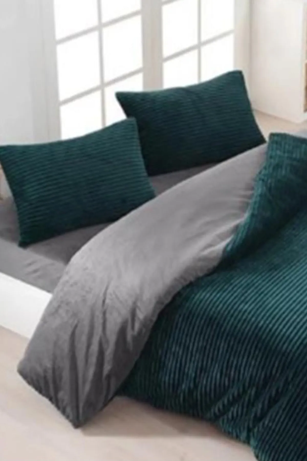 Çeyiz Diyarı  Bettwäsche-Set für Doppelbett aus Merino-Twill, Petrol