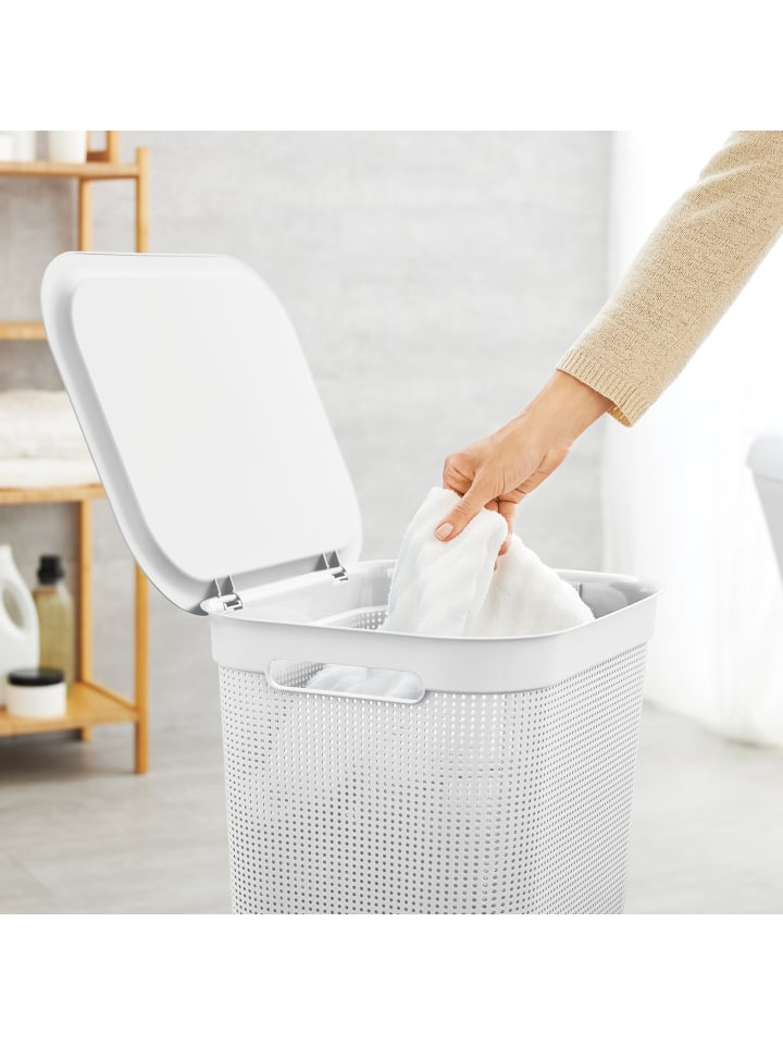 Rotho Brisen Wäschebox 50l mit Deckel und Griffe in Weiß günstig kaufen onesize