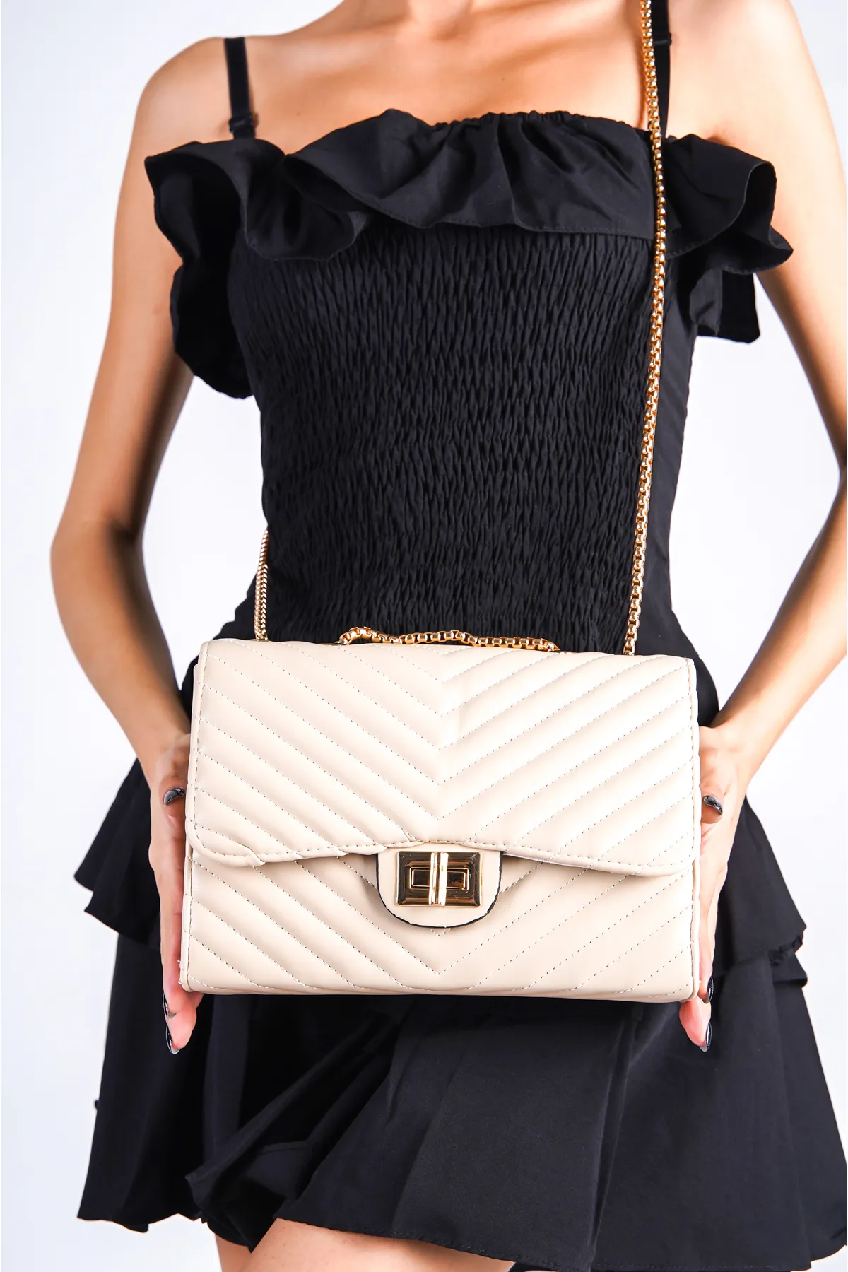 Capone Outfitters  Capone London Quilted Beige Damentasche