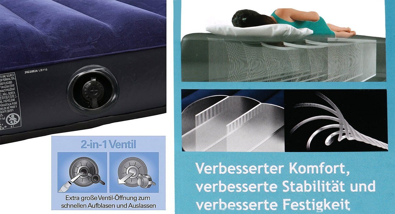 Intex Luftbett Gästebett, (Fiber-Tech Technology), Luftbett, Gästebett für 1 Person, Luftmatratze, Reisebett