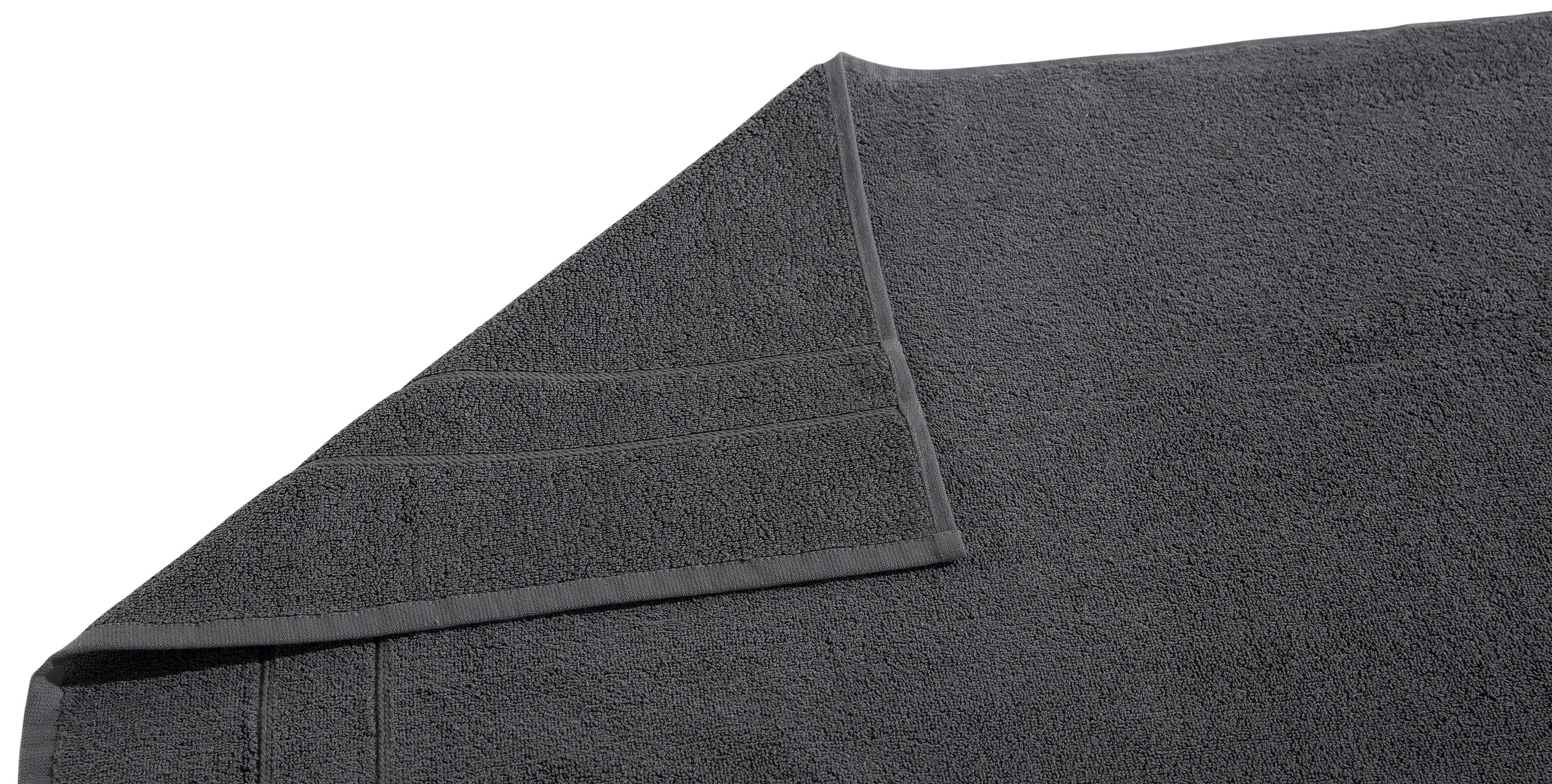 Badematte Inga my home, Höhe 4 mm, beidseitig nutzbar, fußbodenheizungsgeeignet, schnell trocknend, strapazierfähig, Baumwolle, rechteckig, feine Bordüre, einfarbig, 100% Baumwolle, 2-teiliges Badematten-Set