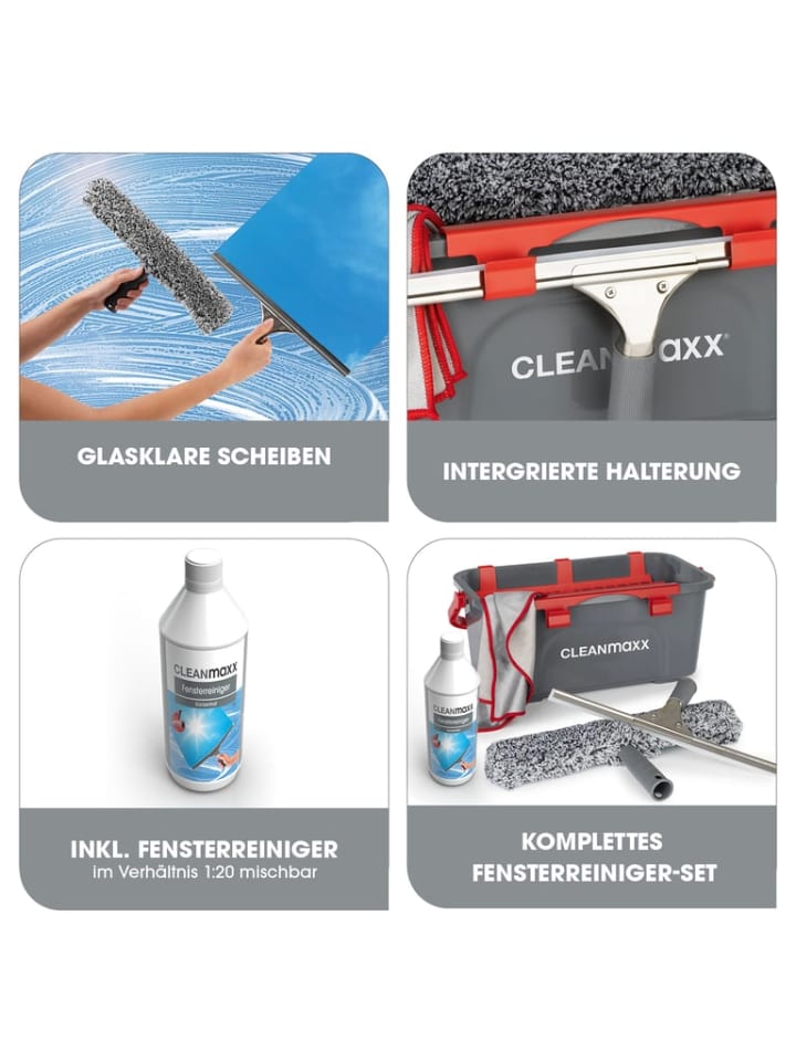 CLEANmaxx CLEANmaxx Fensterreiniger - 7-tlg. - grau/rot günstig kaufen onesize