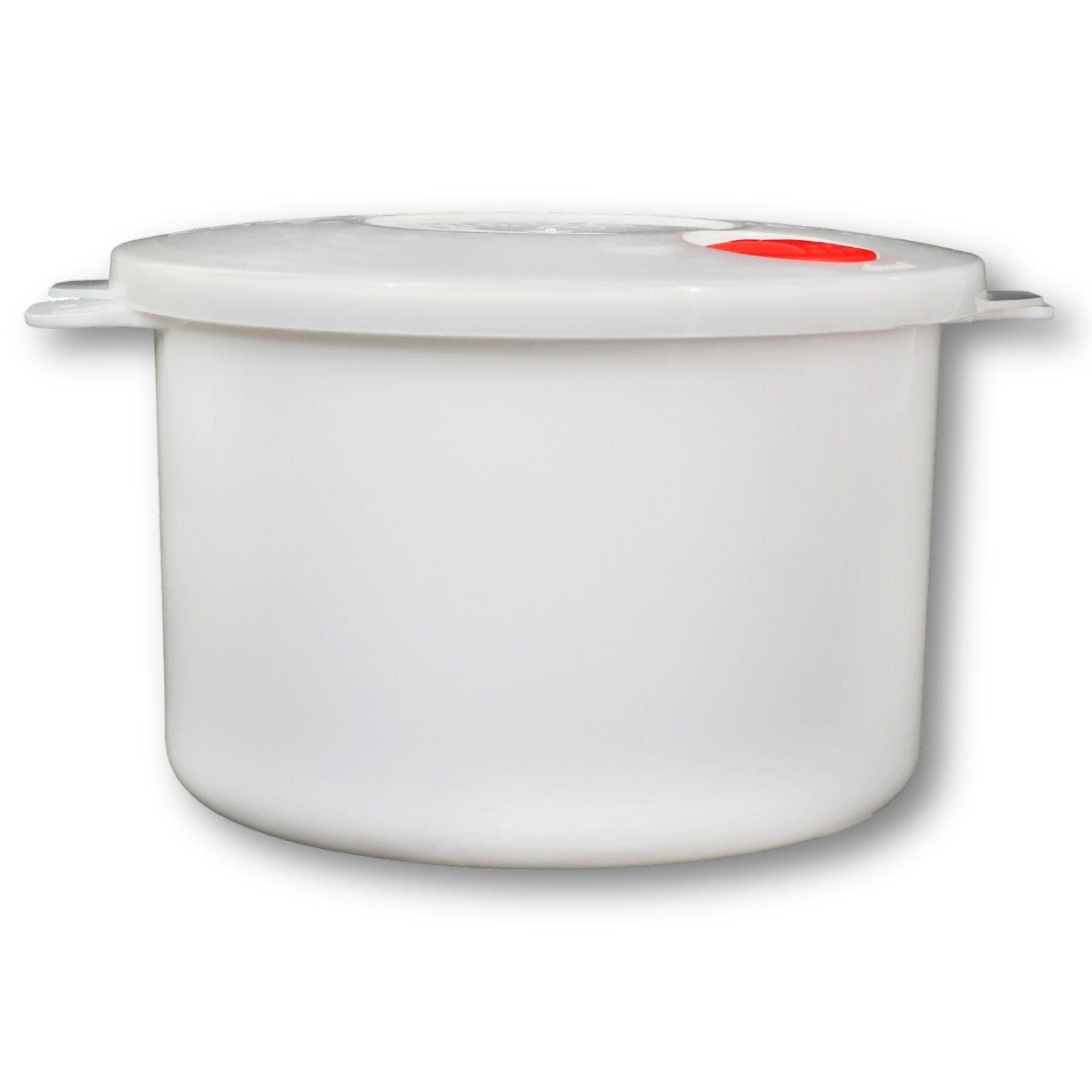 Plentyfy Mikrowellenbehälter Frischhaltedose rund 2 Liter mit Motiv und Dampfventil, Kunststoff, (Kasserolle 2 L rund BLUME mit Dampfventil ROT Mikrowellen-Geschirr, Premium), Meal Prep Boxen - Mikrowellengeschirr mit Deckel