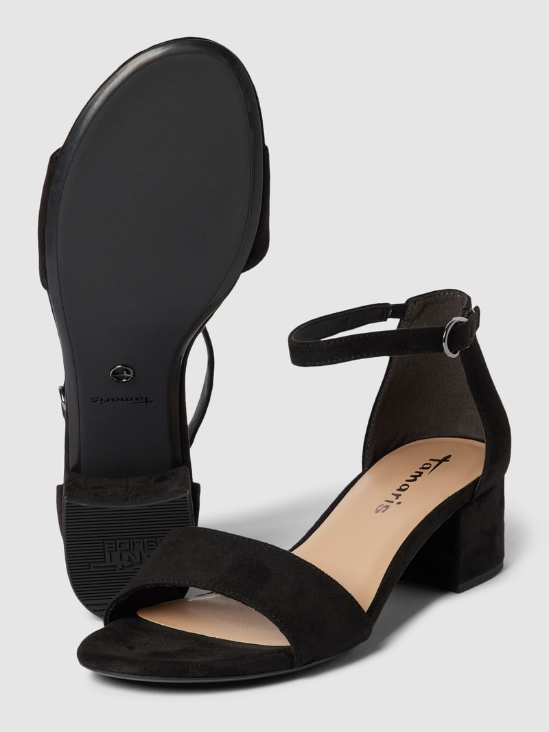 Sandalette in Wildleder-Optik in schwarz