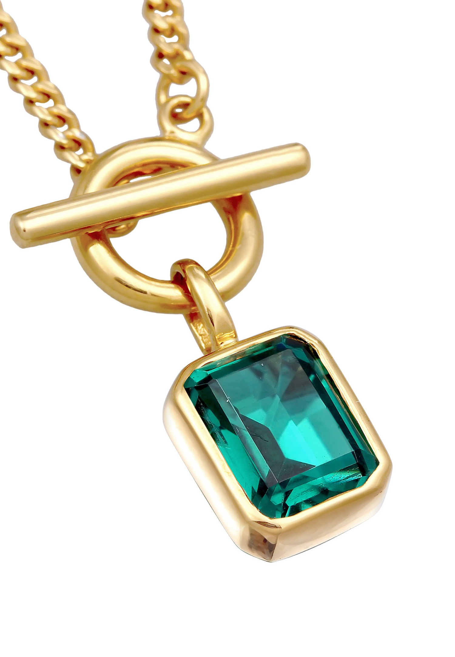 Ciondolo classico da donna Elli a forma di T quadrata con pietra di quarzo in argento sterling 925 placcato oro