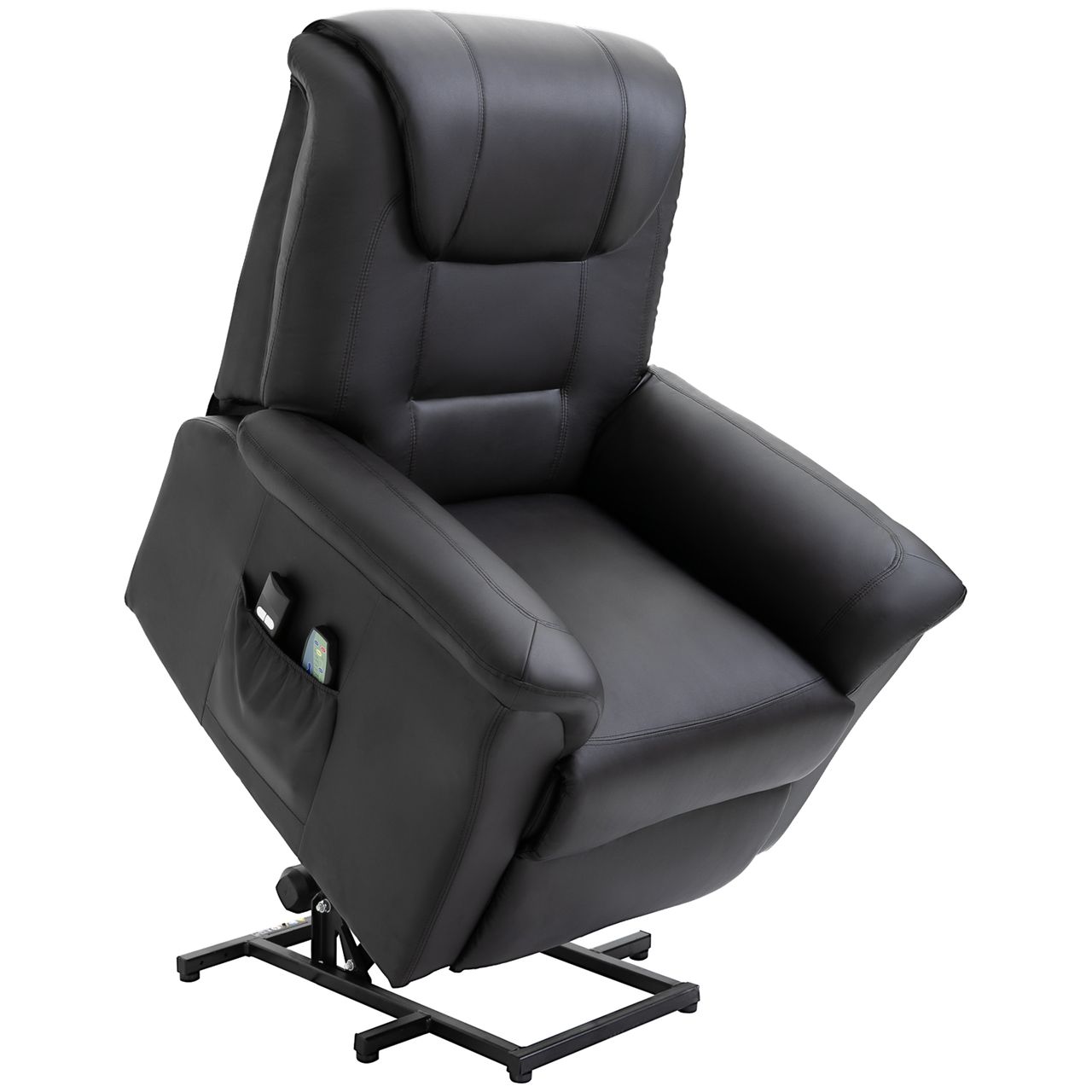 HOMCOM Sessel mit Aufstehhilfe, Verstellbarer Massagesessel Kunstleder Schwarz