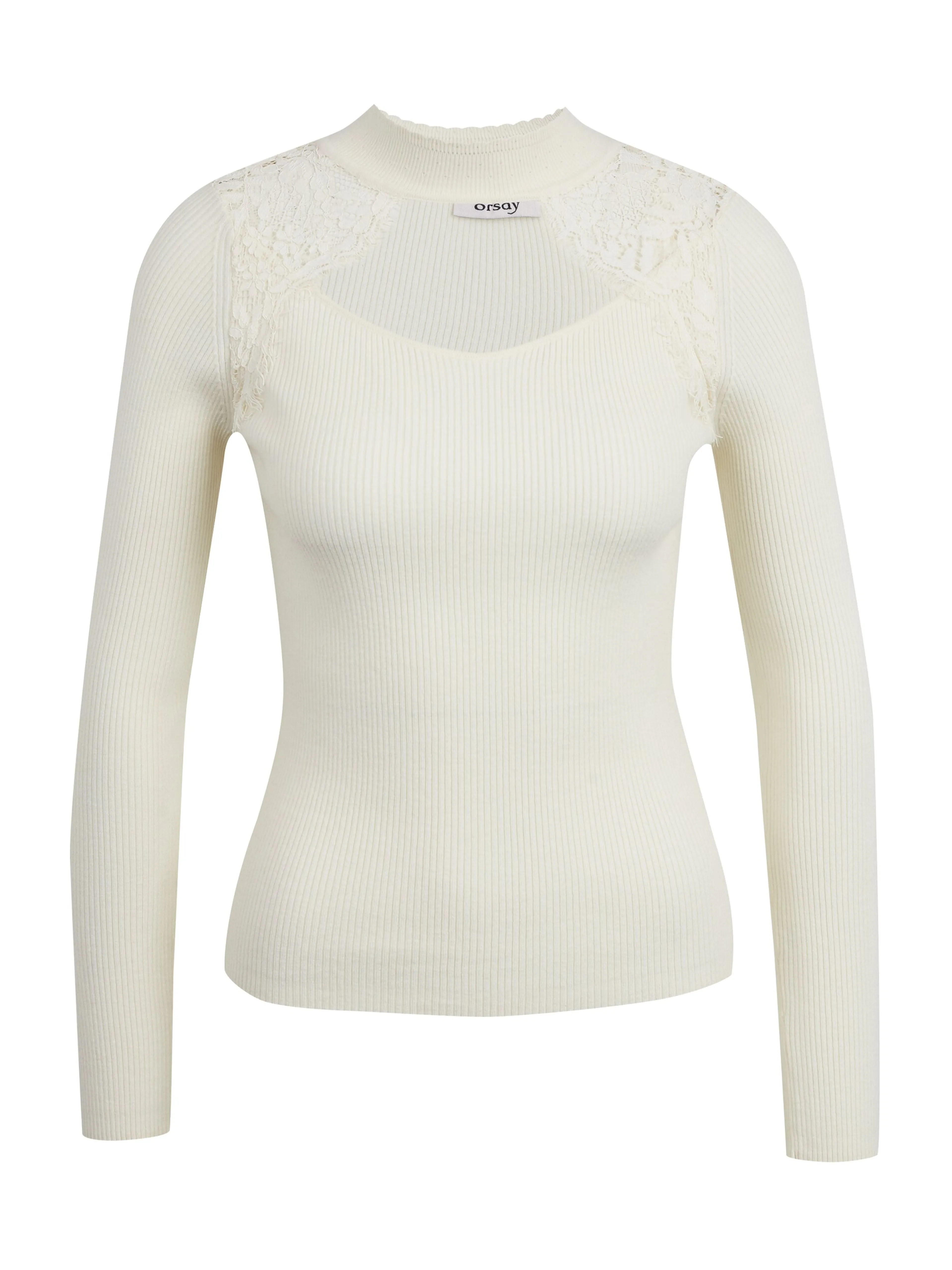 Cremefarbener leichter Damenpullover mit Spitze ORSAY