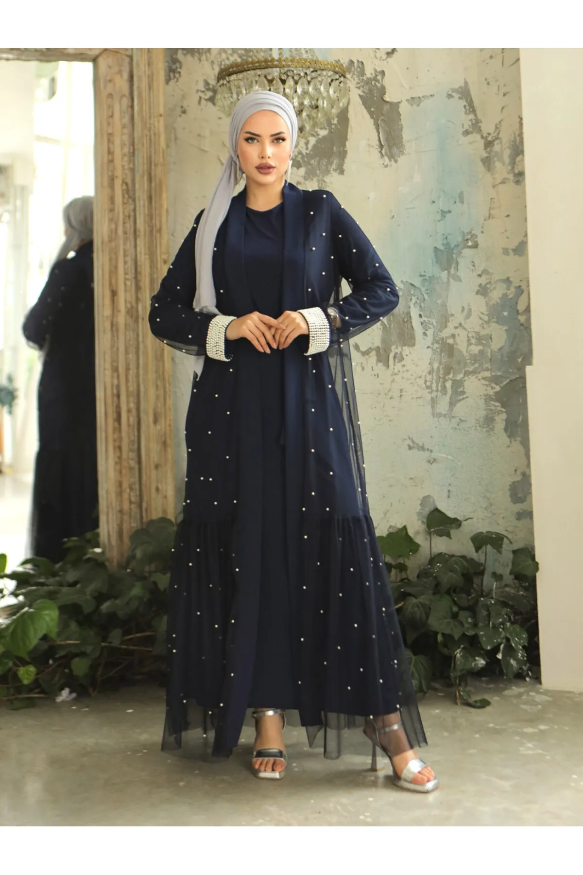 Modamorfo  Doppeltes Abaya-Set mit Perlen