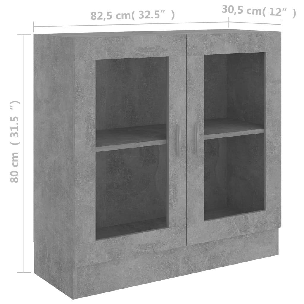 vidaXL Bücherregal Vitrinenschrank Betongrau 82,5x30,5x80 cm Holzwerkstoff, 1-tlg.