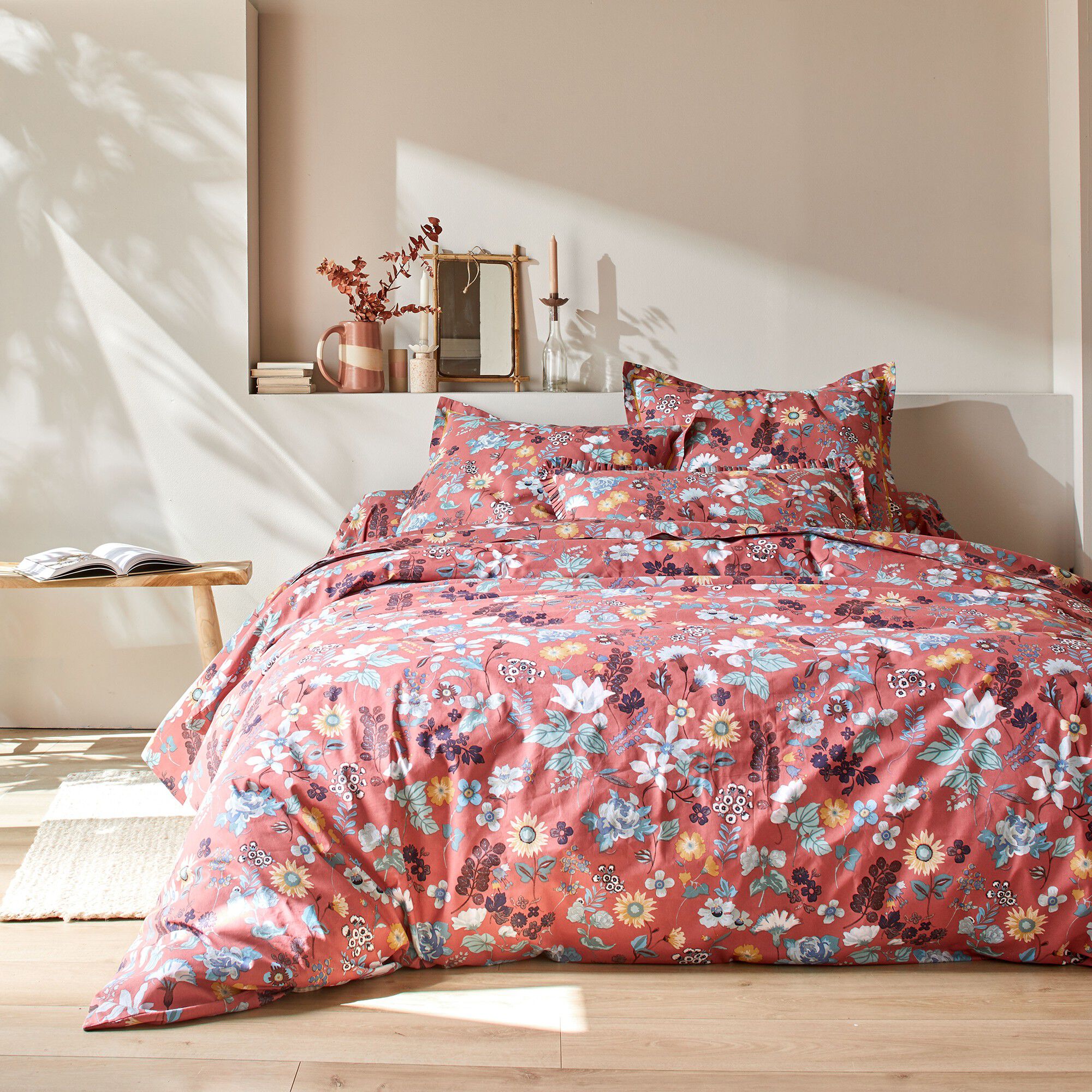 Linge de lit Kelly en coton imprimé floral