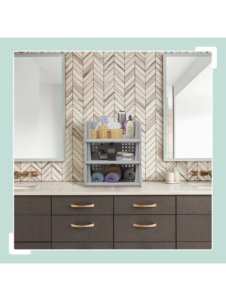 relaxdays 3 x Schrank Organizer in Grau - (B)33,5 x (H)13 x (T)43,5 cm günstig kaufen onesize