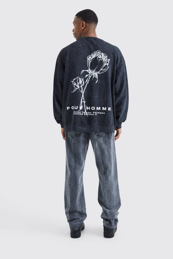 Oversize Sweatshirt mit Rosen-Print