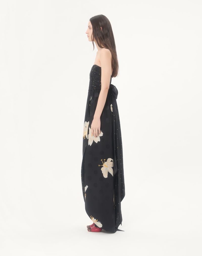 Robe Longue En Crêpe De Chine Jacquard Après L'Hiver Lilium
