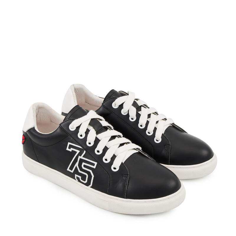 Baskets en cuir Simone college noir blanc