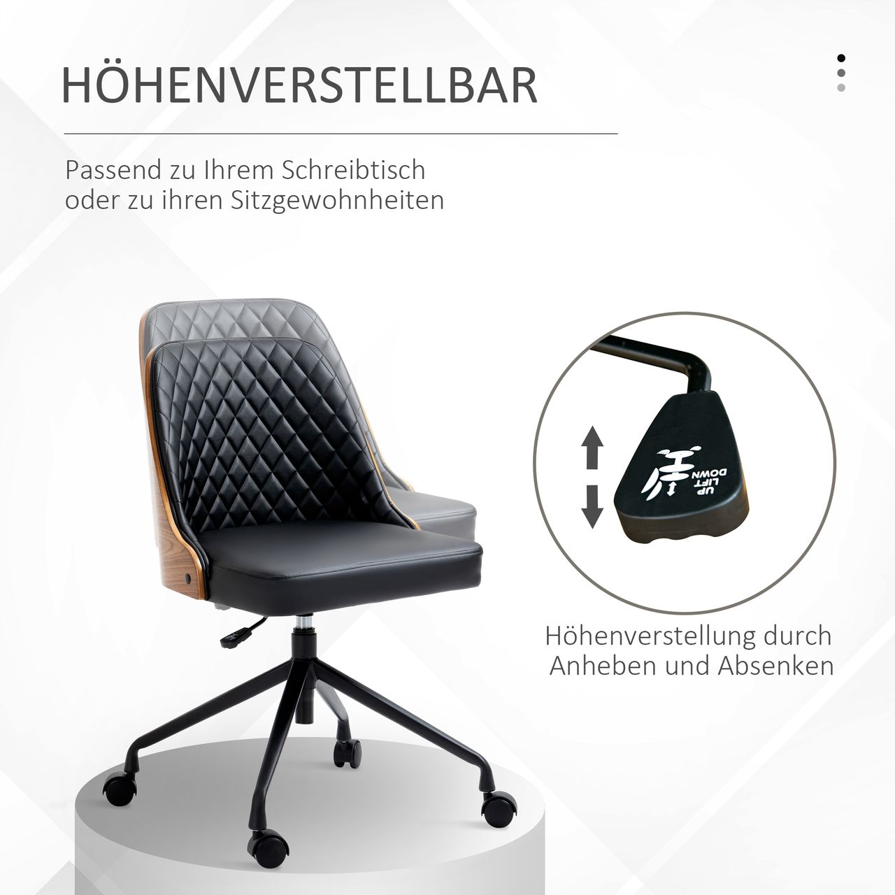 HOMCOM Vinsetto Bürostuhl Schreibtischstuhl Drehstuhl höhenverstellbarer ergonomisch