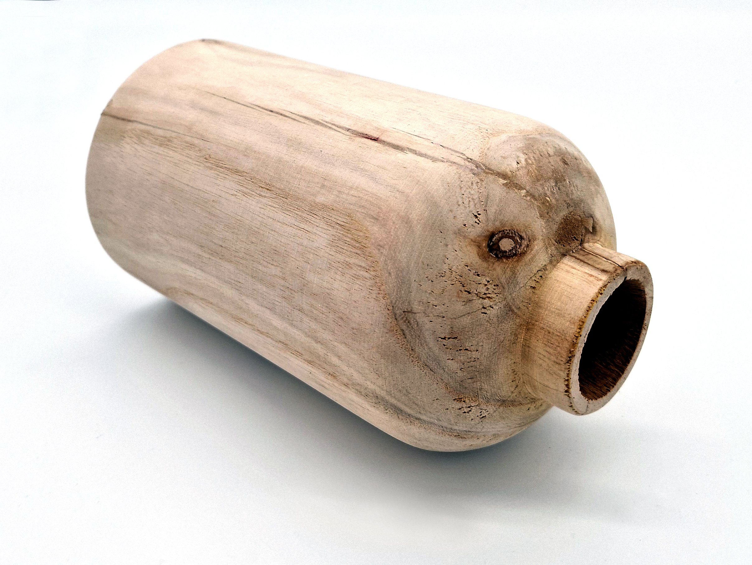 Spetebo Dekovase Design Holz Blumen Vase natur - 21 cm (Packung, 1 St., 1 Vase), Deko Holzvase Flasche naturbelassen