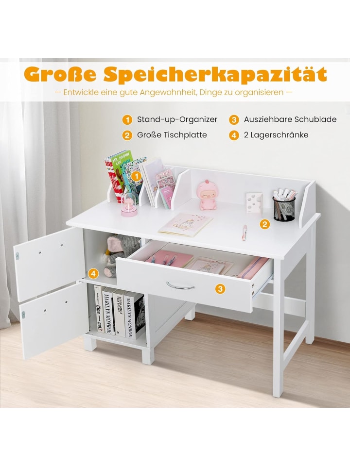 COSTWAY Schreibtisch mit Stuhl in Weiß günstig kaufen onesize