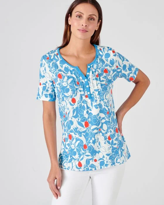 Tee-shirt col tunisien pur coton