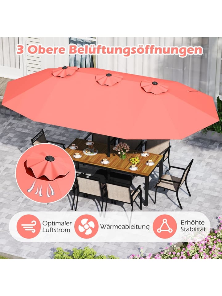 COSTWAY Doppelsonnenschirm mit Ständer 443 x 263 cm in Orange günstig kaufen onesize