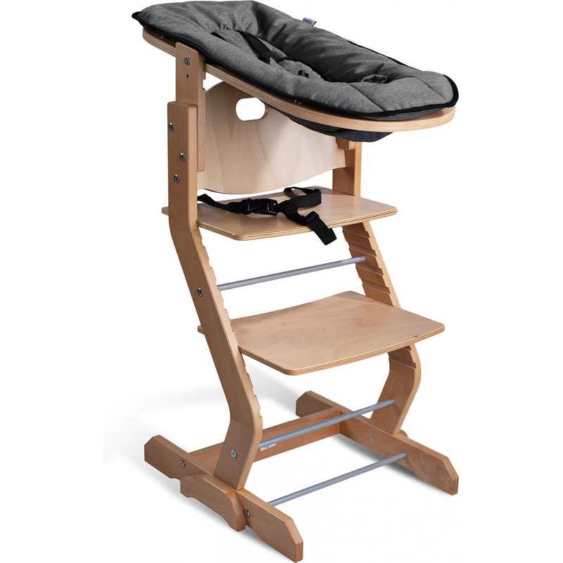 Chaise haute avec attache bébé et plateau naturel