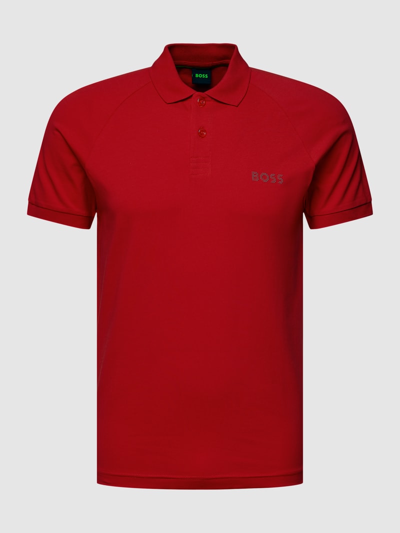 Slim Fit Poloshirt mit Label-Print Modell 'Paule Diamond' in kirschrot