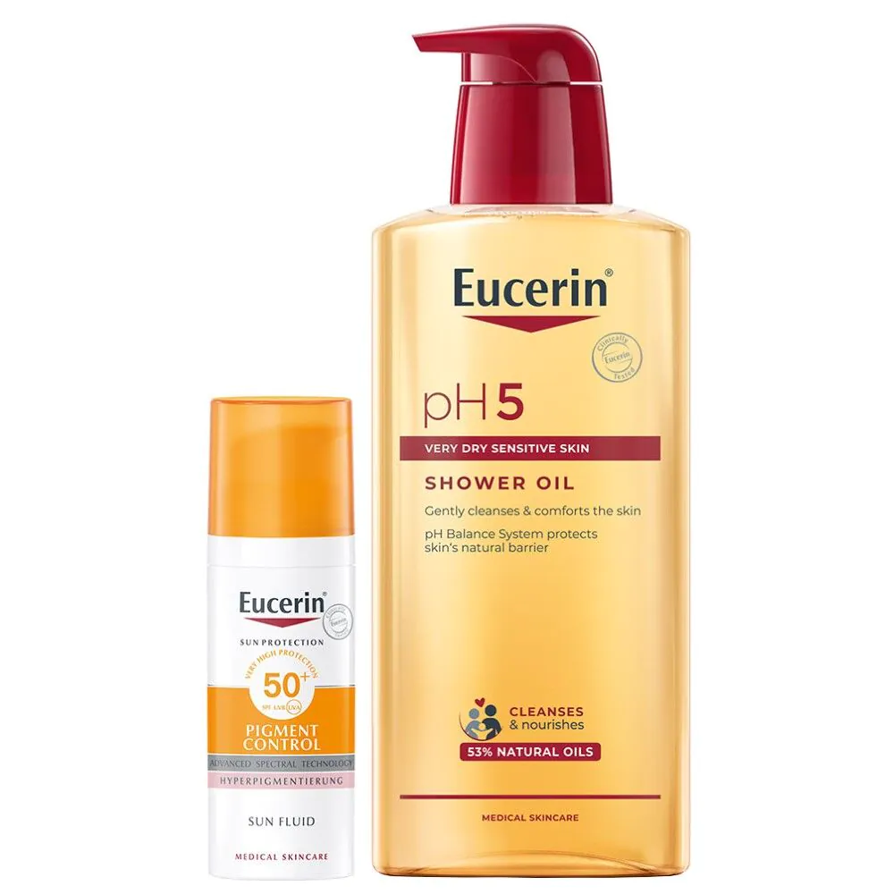 Sæt Eucerin Pigment Control SPF50 + Pigment Control SPF50+ Fluido chronny