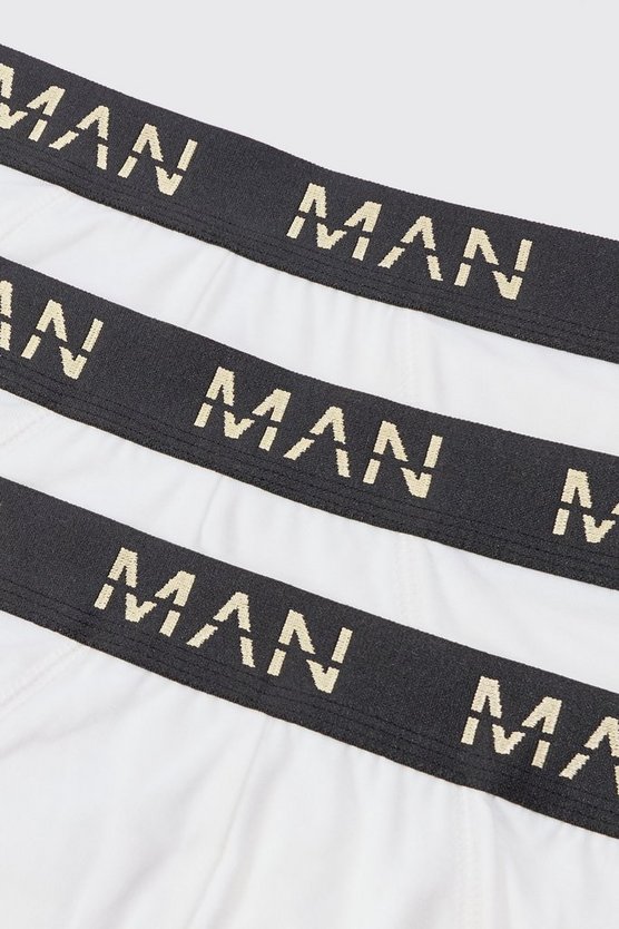 3er-Pack goldene Man-Dash Boxershorts in Weiß