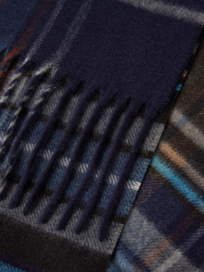 Schal mit Tartan-Karo in marineblau