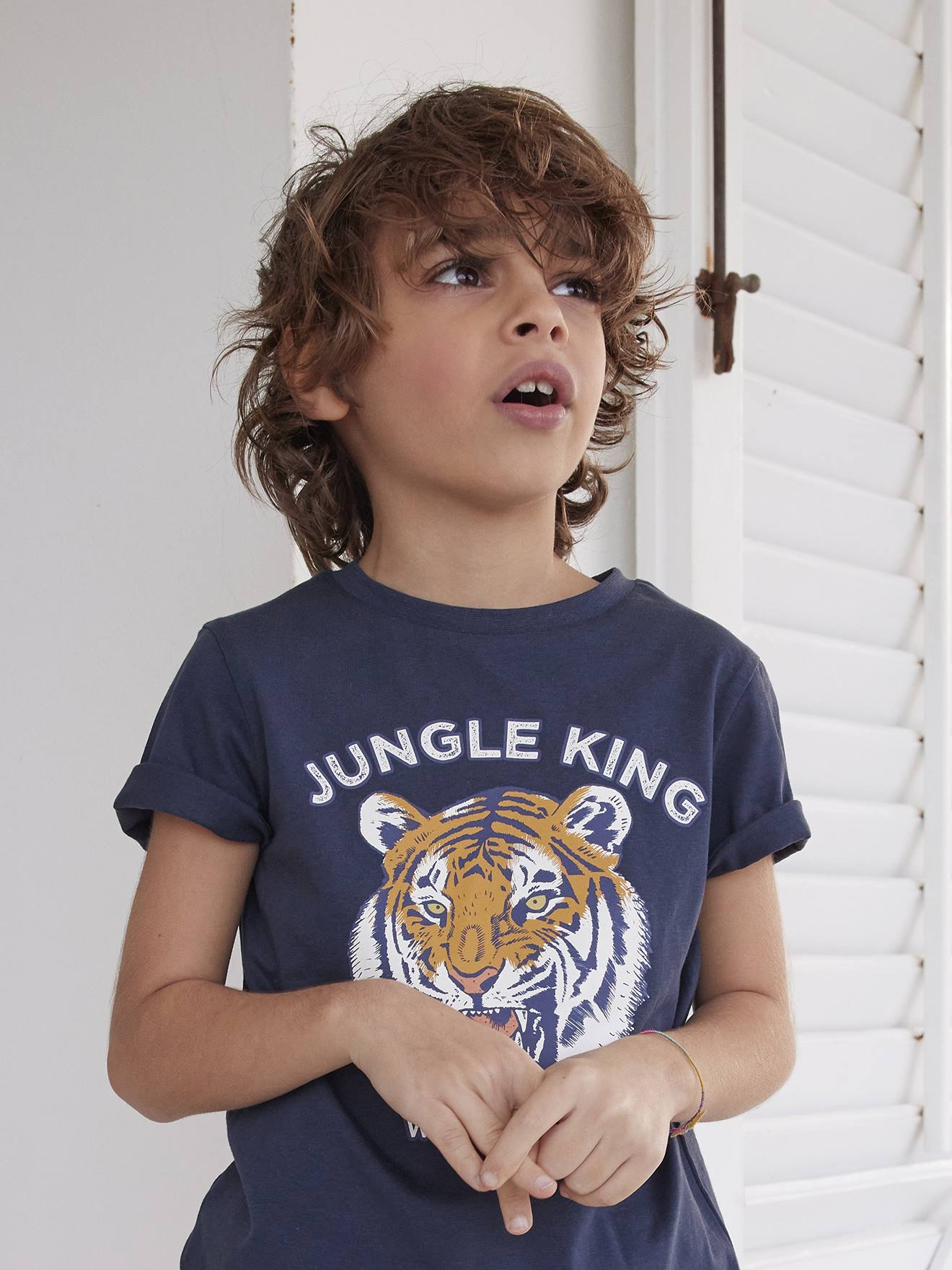 T-shirt motif crayonné garçon manches courtes blanc
